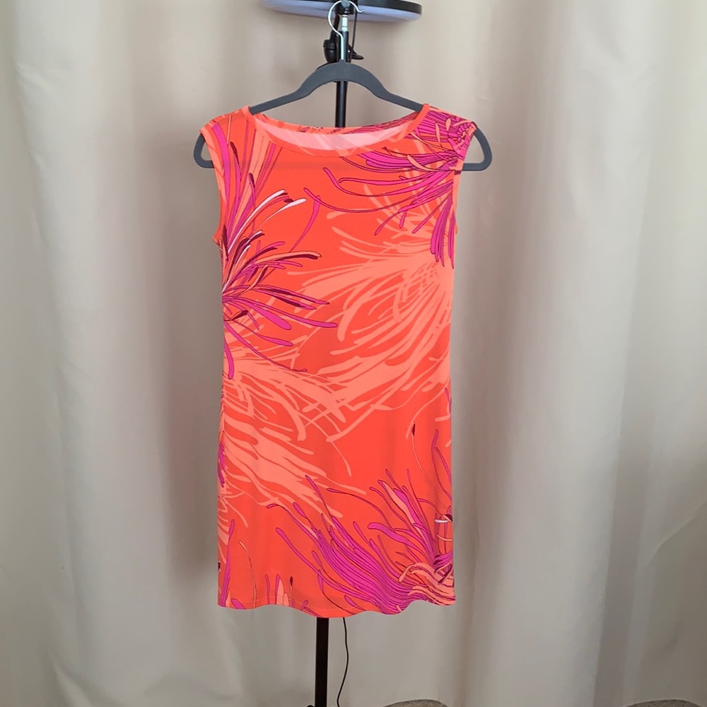 Trina Turk Orange/Pink Boat Neck Dress